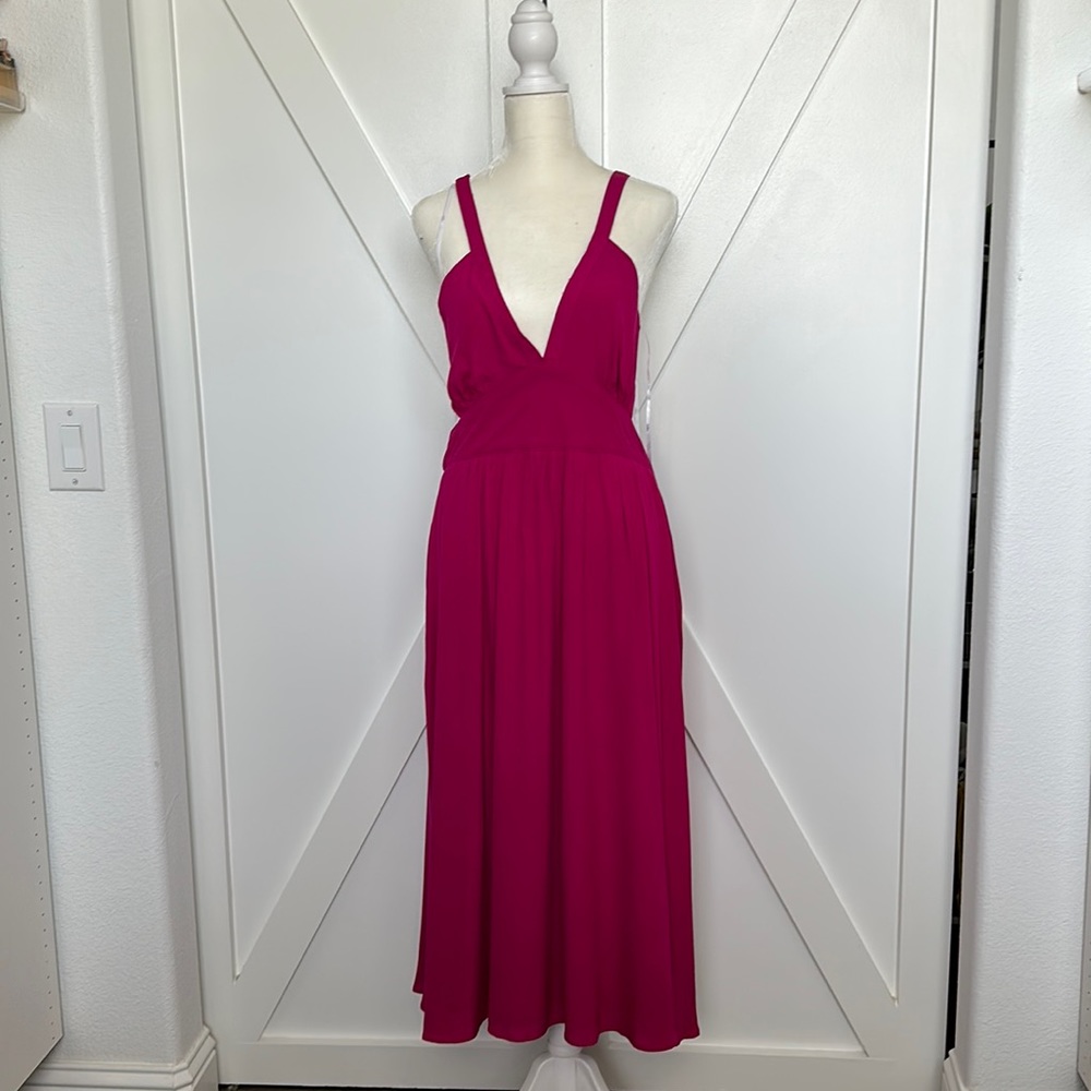 Lulus Pink midi open back dress tie back